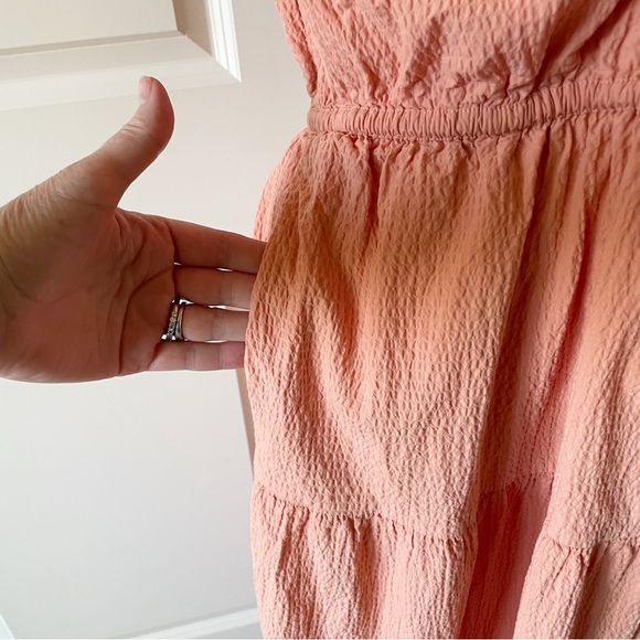 & Other Stories Tiered Puff Sleeve Open Back Cotton Midi Dress Size Large - Picture 8 of 15